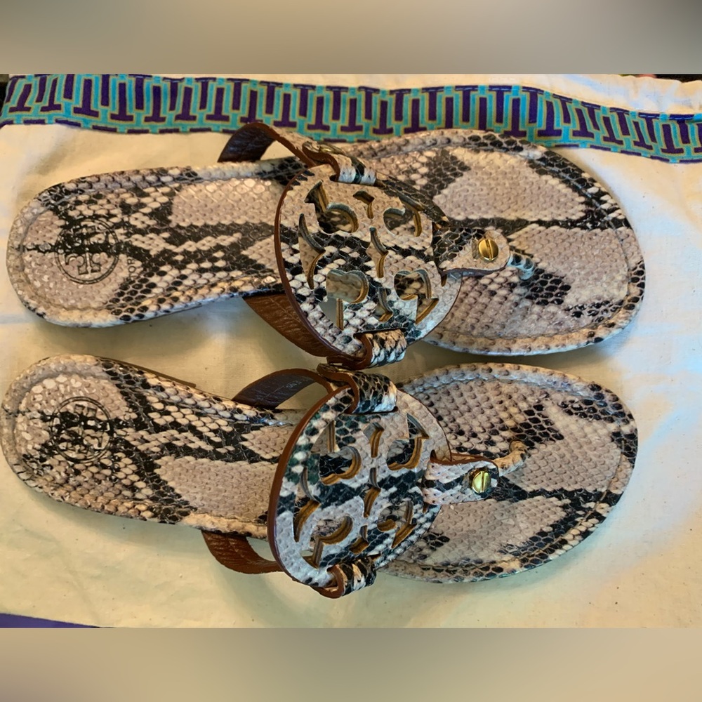 Tory Burch Miller sandals in leather “snakeskin” print 8.5M